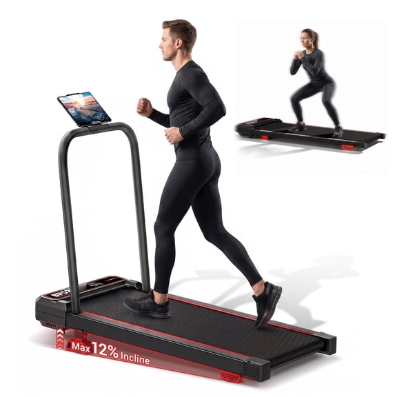 ROBORE Walking Pad with Handle Bar & Vibration Plate, 3.0 HP Walking Pad Under Desk, Portable Treadmill for Home Office, 265 lbs Capacity, Remote Control