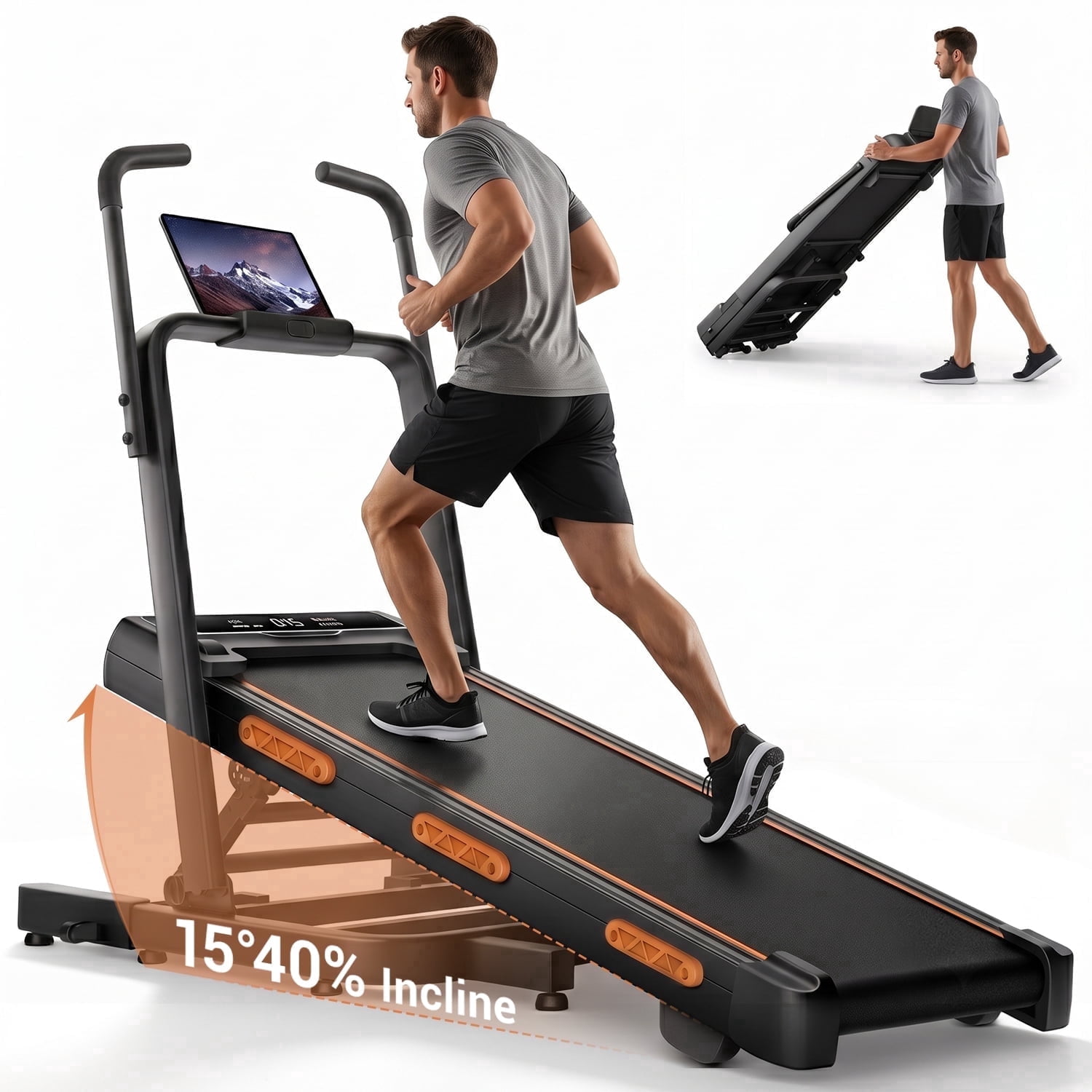 Wlmart Signs ROBORE Walking Pad Treadmill with 40% Incline&Elevated Dual Handle Bar ...