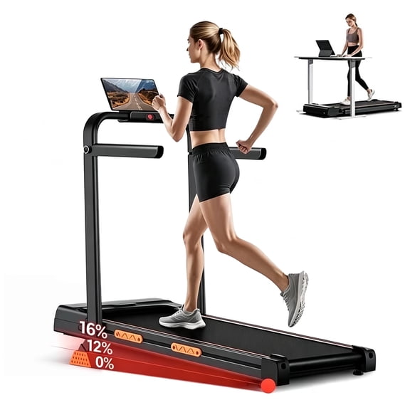 ROBORE Walking Pad with 16% Incline, 6.3MPH Treadmill for Home Office, 2.5 HP Under Desk Treadmill with LED Display & Remote Control, 300lbs Capacity
