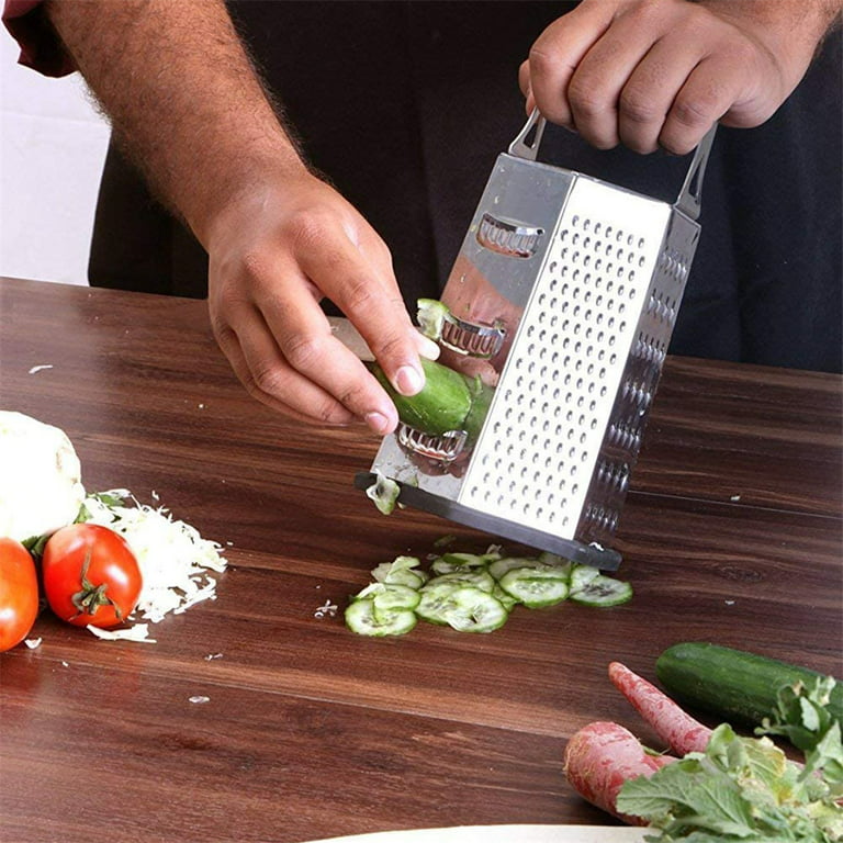 ROBOT-GXG Cheese Box Gratter - Cheese Grater Stainless Steel Handheld -  6-Sided Stainless Steel Box Grater Kitchen Cheese Box Grater Shredder  Stainless Steel Food Grater for Cheese Vegetables 