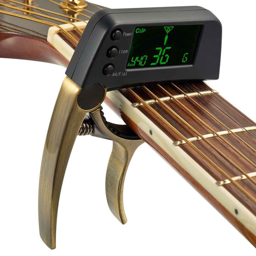 ROBOT GXG Guitar Capo Tuner 2 in 1 Large LCD Screen Quick Change for Electric Classic Acoustic Guitar