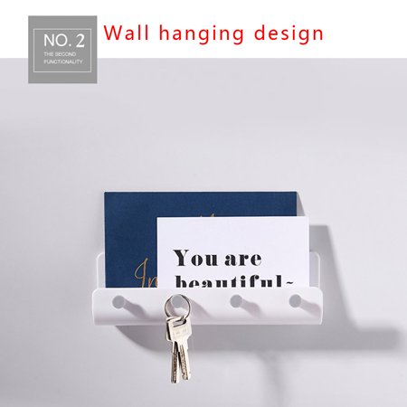 ROBOT-GXG Key Hanger with Mail Holder - Mail and Key Holder for Wall - Key Holder and Mail Organizer - Adhesive Key Holder for Wall Key Rack Hanger Mail Holder Wall Mount with 4 Hooks for Entryway