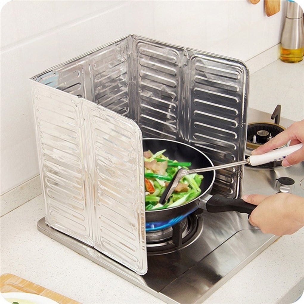 Kitchen Aluminum Shield Oil Splash Guard Gas Stove Protection Frying Cook  Cover
