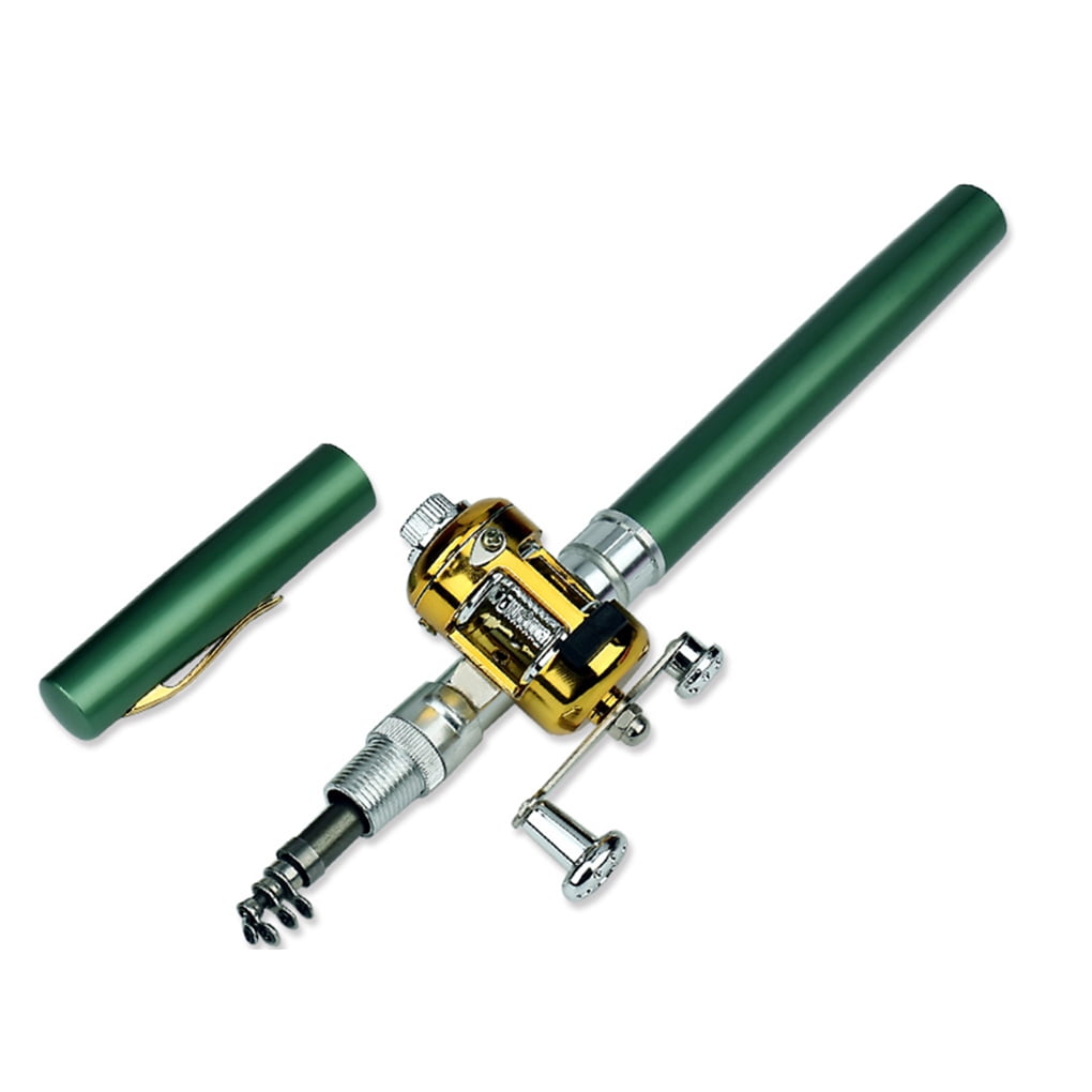 ROBOT-GXG Pen Shaped Fishing Rod Mini Portable Aluminum Alloy Telescopic  Pen Fishing Pole Pocket Fisherman Craft Gift, Green