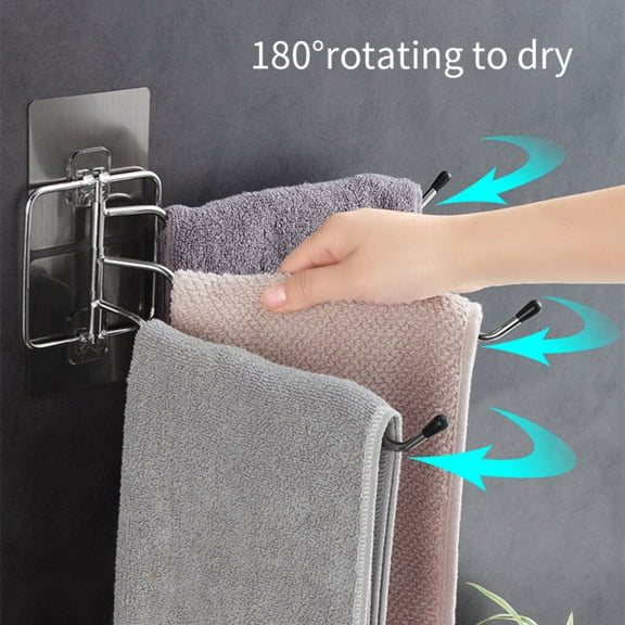 ROBOT-GXG Towel Rack Swing Arm - 24cm/9.44 inch Swivel Towel Bar 3-Arm Bathroom Towel Holder Wall-Mounted Wall Mounted Hand Towel Rack Holder Space Saver Towel Rail for Bathroom Kitchen