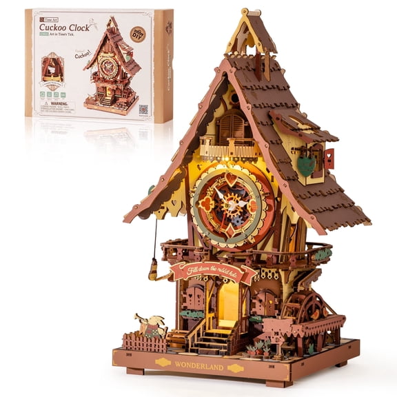 Robotime Cuckoo Clock Wood 3D Puzzles DIY Craft Kit for Adults 435 Pieces