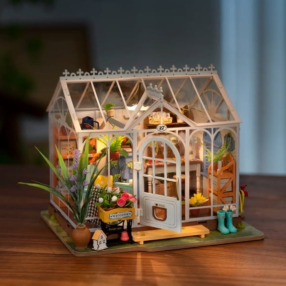 ROBOTIME DIY Miniature House Kit-Dreamy Garden House,Mini Wooden Dollhouse Craft Kits for Home Decor,Tiny Home Building Sets Gifts for Adults/Teens