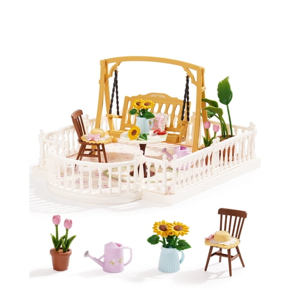 ROBOTIME DIY Miniature House Kit, Super Creator Extension Pack – Terrace, 68PCS Tiny House Craft Kits to Build, Gifts for Kids Teens Adults