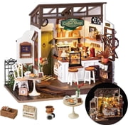 Robotime DIY Miniature Dollhouse Mini Coffee Shop Wooden Craft Kit for Adults 183 Pieces