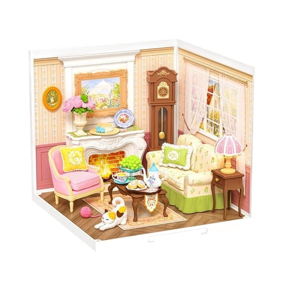 ROBOTIME Holiday Tea Time Super Creator Dollhouse Kit,DIY Miniature House Kit for Bookshelf Decor,Tiny Home Craft Kits for Adults,Mini House Building Set Gifts for Kids Teens Adults