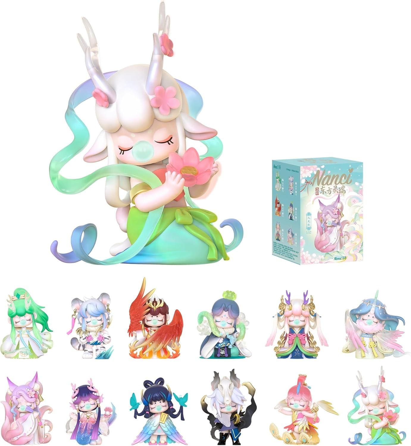 ROBOTIME Nanci Oriental Auspiciousness Blind Box Toys,Collectible Dolls Surprise Toys,Action Figures Mystery Blind Box,Xmas Gifts for Grils Boys(Whole Set 12PCS)