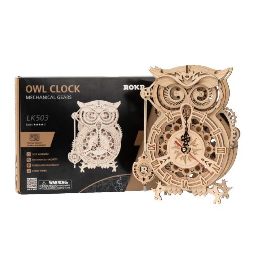 ROBOTIME Owl Wood Clock Kit