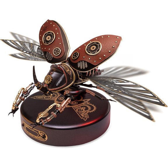 ROBOTIME Plastic Model Kit, 156 Pieces Mechanical 3D Puzzles, Rhinoceros Beetle Model Building Kits Gift for Teen Boys