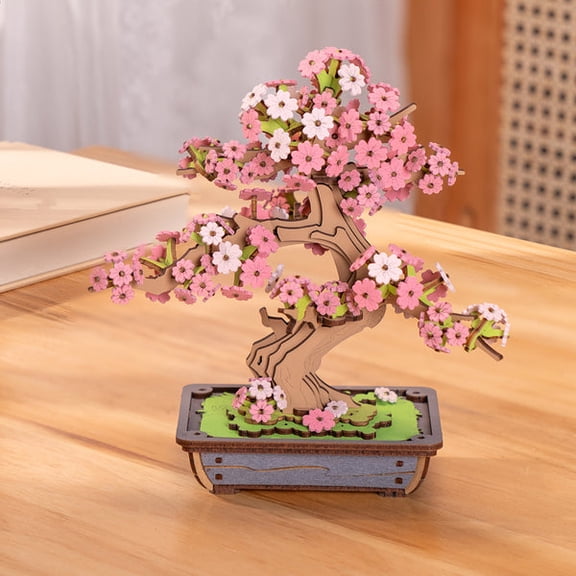 ROBOTIME Sakura Bonsai Wooden 3D Puzzle, DIY Craft Kit for Bookshelf DecorCreative Gifts for Adults & Teens 14+