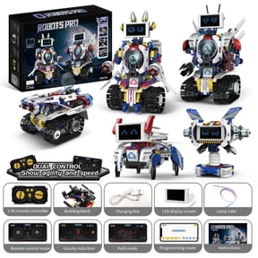 ROBOTS PRO 5-in-1 Transforming Robot Building Kit K96164 with App and 2.4GHz Remote Control for Coding Learning