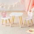 thumbnail image 1 of ROBUD Wooden Doll Table and Chairs Set for 18 Inch Dolls, Cloud Shape Table with Heart Back Chairs, 3-Piece Pretend Play Dining Furniture, Pink Playroom Decor Gift for Kids, 1 of 6