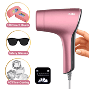 ROBX A05 IPL Hair Removal Device – 1.5 Million Flashes, Ice-Cooling, Ultra-Fast Results, 3 Attachments for Body, Face, and Bikini, Unisex Pink