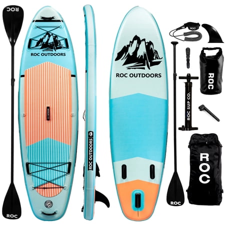 ROC Outdoors Inflatable Stand Up Paddle Boards 10 ft 6 in with Premium SUP Paddle Board Accessories