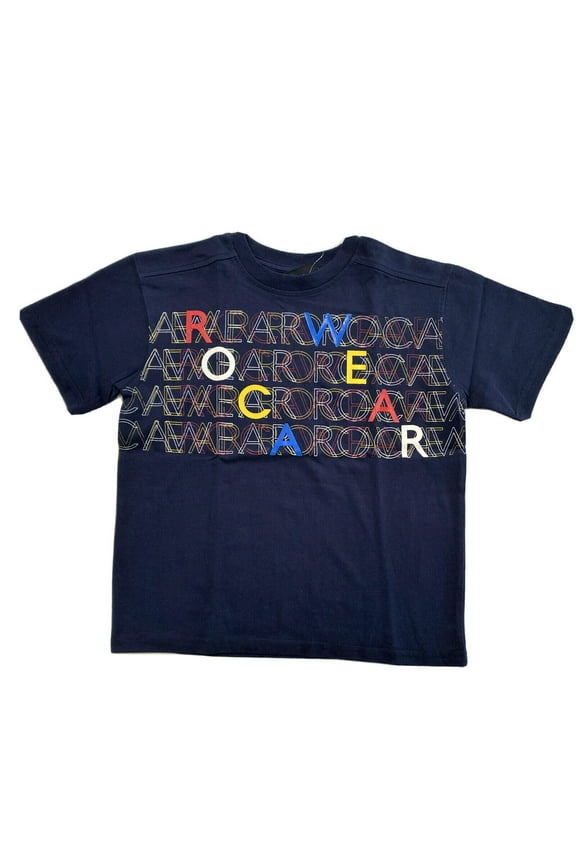 BOYS SHIRT - LOGO FRONT SZ 5/6 BLUE NAVY - TOP TEE SHIRT PRINTED KIDS