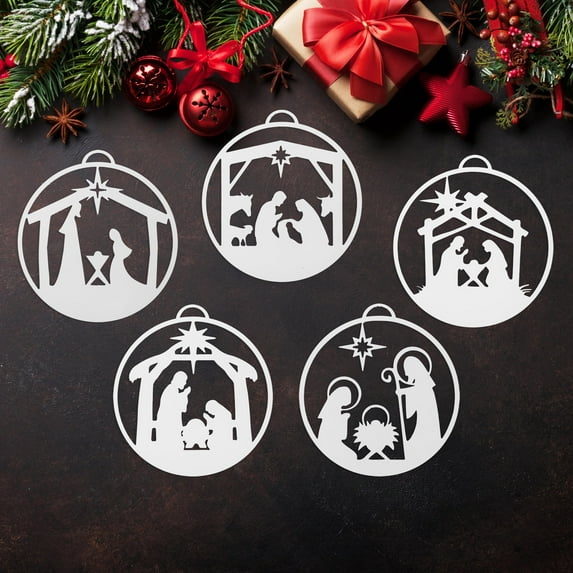 ROCC RUSTED ORANGE CRAFTWORKS CO. Nativity Christmas Ornaments (5 Pack Variety) - Nativity Ornament Nativity Scene Ornament Nativity Ornaments for Christmas Tree Winter Decor Christmas