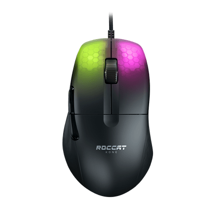 ROCCAT Kone Pro PC Gaming Mouse, Lightweight Ergonomic Design, Titan Switch Optical, AIMO RGB Lighting, Superlight Wired Computer Mouse, Titan Scroll Wheel, Honeycomb Shell, 19K DPI, Black