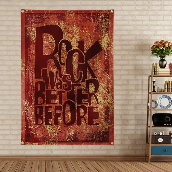 ROCK WAS BETTER BEFORE Flag Tapestry Hard & Punk Metal Music Poster Vintage Rock Music Festival Themed Fabric Banner Bar Cafe Beer House Indoor Wall Art Decoration 23,38X57 inches