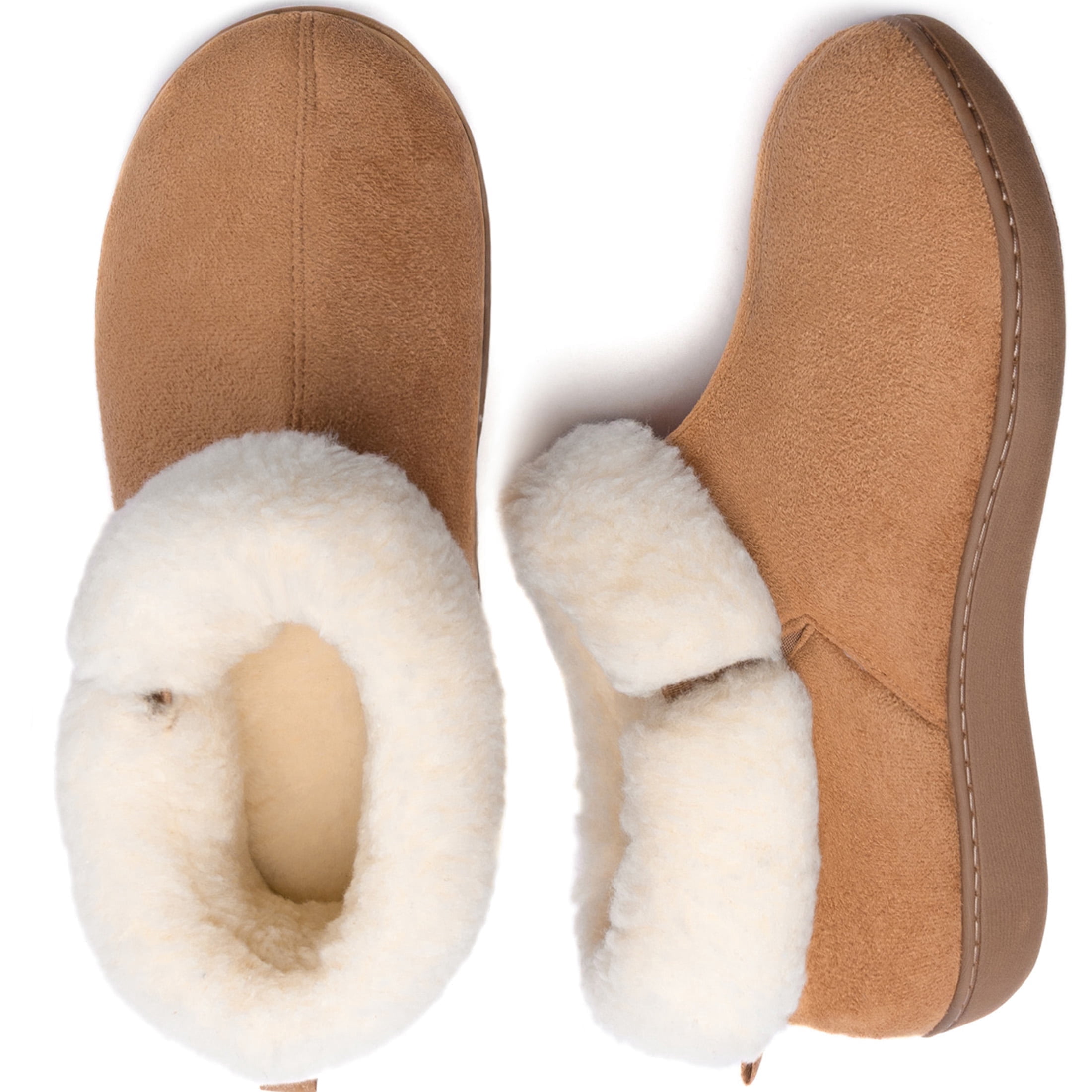 Women's Faux Fur Slipper Boots - Memory Foam, Fleece Lined, Plush House Shoes (Grey)