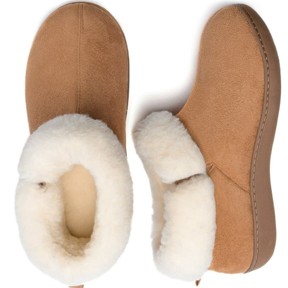 Ravelier Women's Plush Faux Fur Collar Bootie Slipper