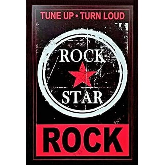 ROCK STAR Vintage Garage Decor Tin Signs Metal Signs - Perfect Garage Sign Beer Bar Signs Garage Poster or Auto Shop Decor to Compliment any Mancave Beer Sign or Shop Rules Sign 12 x 8