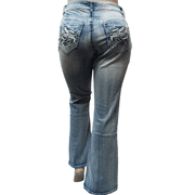 ROCK & STONE Women's Plus Size Stretch Blue mid Rise Denim Jeans Pants Bootcut Leg
