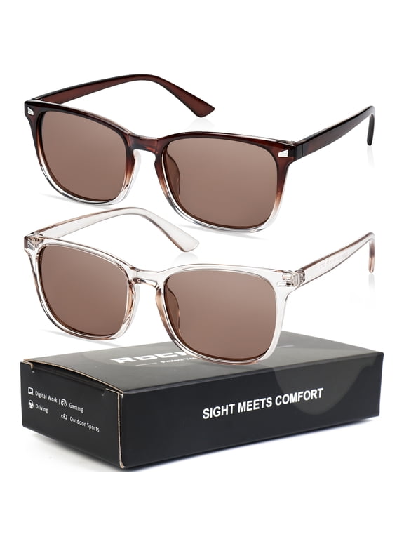 ROCK TAKIN 2-Pack Square Frame Sunglasses – Gray & Brown Lenses, UV400 Protection for Driving, Fishing, Golf & Outdoor Activities