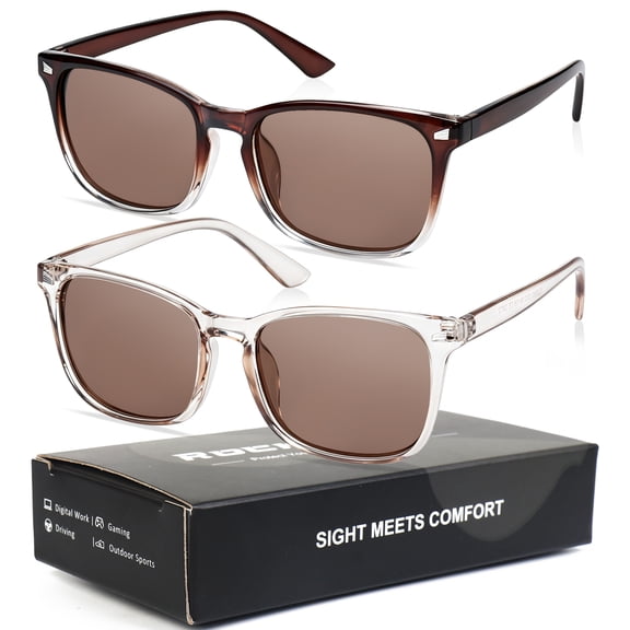 ROCK TAKIN 2-Pack Square Frame Sunglasses – Gray & Brown Lenses, UV400 Protection for Driving, Fishing, Golf & Outdoor Activities