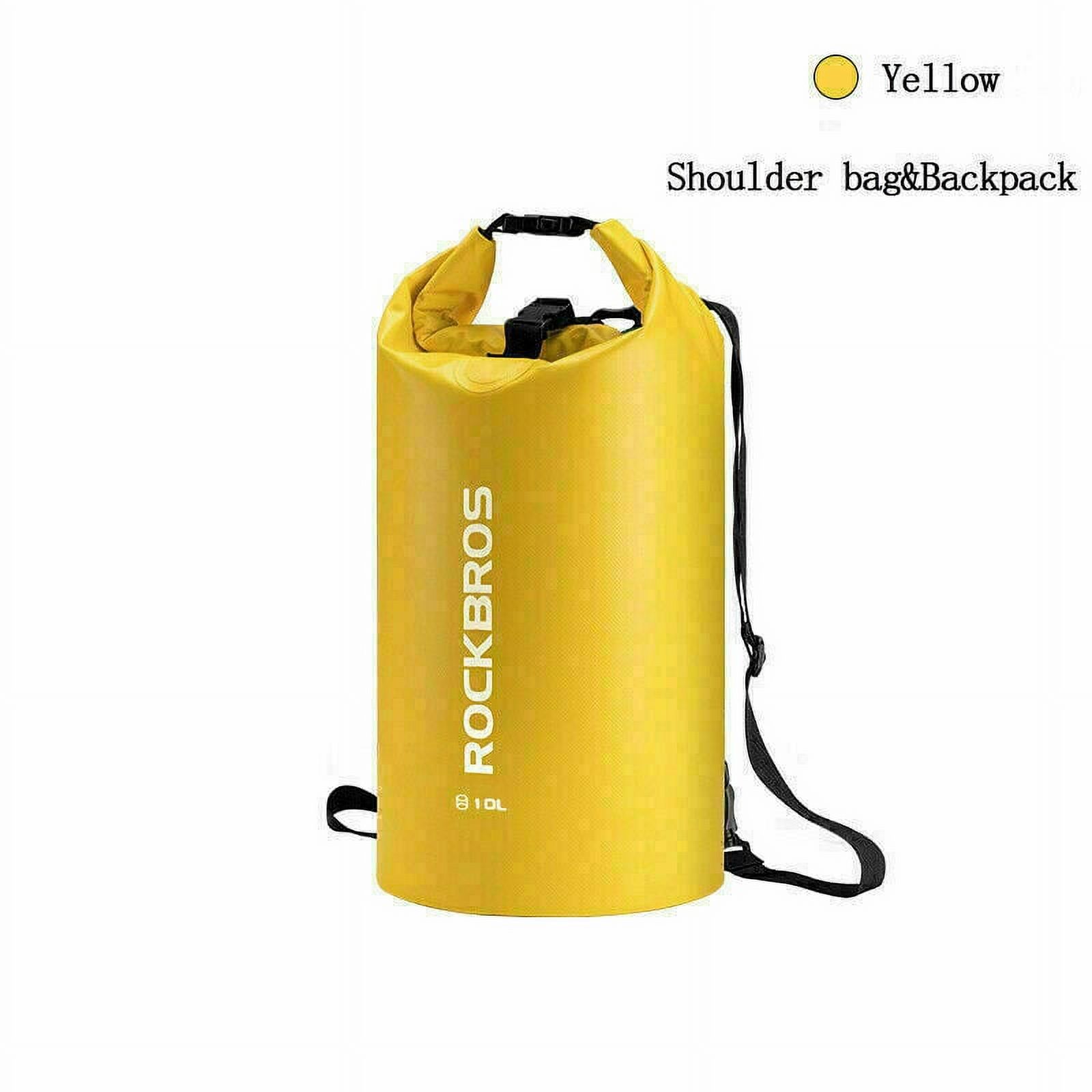 ROCKBROS 10L Valuables Watertight Dry Bags,Sacks Water Sport Bag, Weather Resistant Dry Bag Roll Top, Unisex, Yellow - image 1 of 11