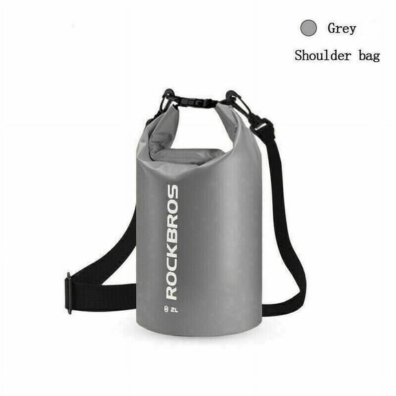 ROCKBROS 5L Waterproof Dry Bag Beach Bag with Carrying Straps Fishing Swimming Camping Gray