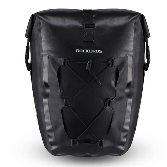 ROCKBROS Bicycle Bike Pannier Rear Seat Trunk 20-27L Capacity Travel/Cycling/Daily Commute Bag Black
