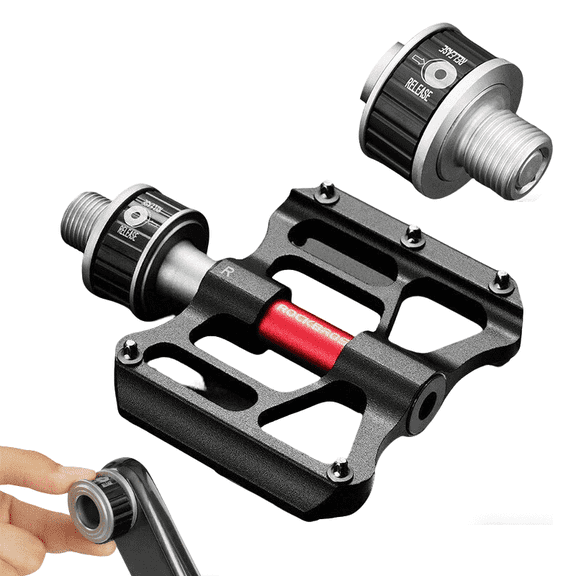 ROCKBROS Bicycle Pedales Quick Release CNC Sealed Bearings 9/16" Anti-slip for MTB Mountain Bike QR Waterproof Seal Bearing 8.2cm Widened Alu Alloy Durable Pedals Cycling Riding