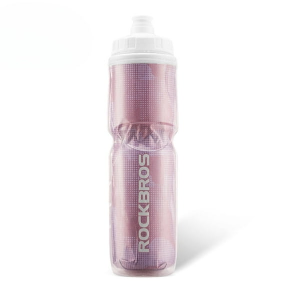 ROCKBROS 23oz Insulated Cycling Water Bottle, Leak-Proof Lightweight BPA-Free Cooling Sports Bottle for Outdoor Riding Pink