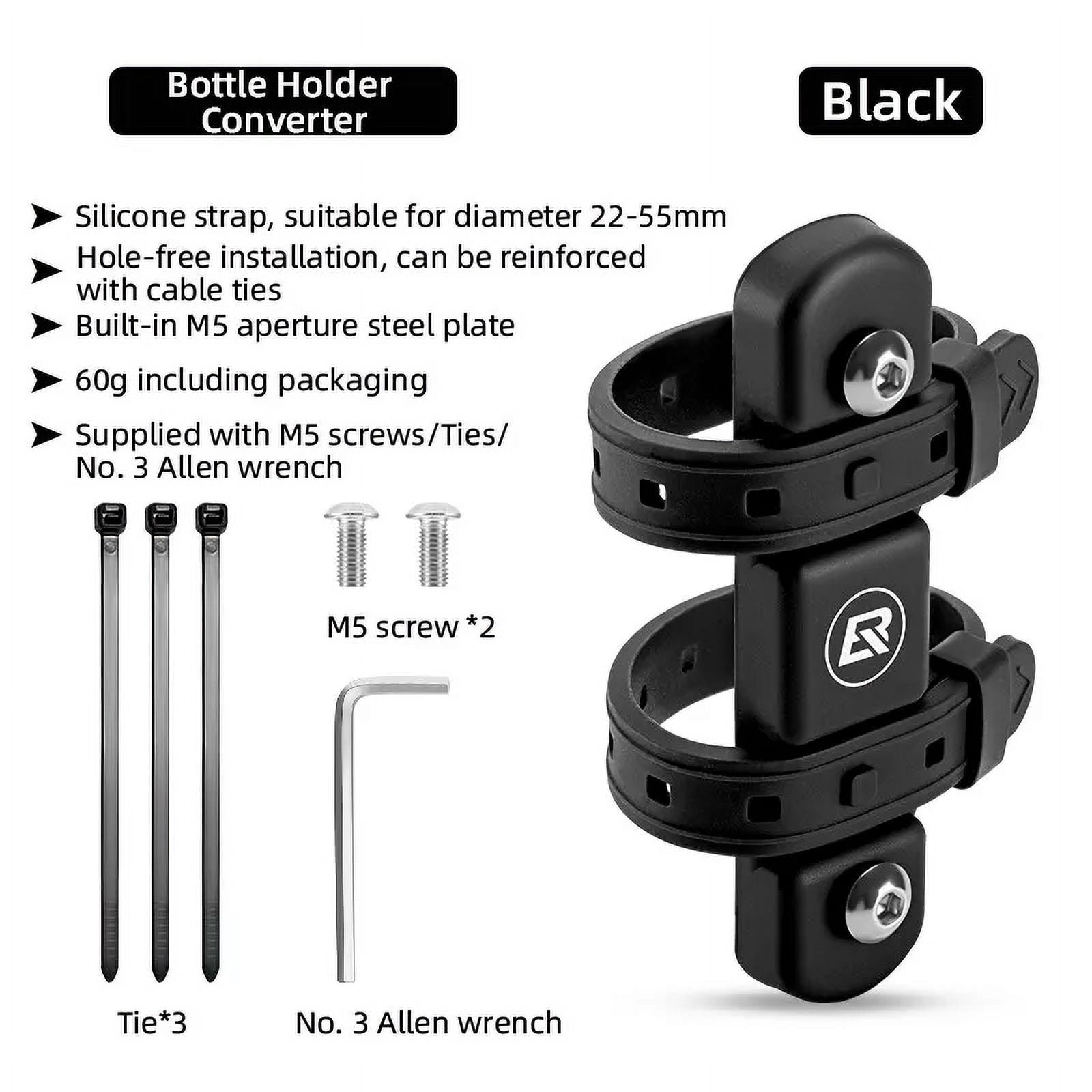 ROCKBROS Bike Bottle Cage Mount Adaptor Silicone Holder Strap Kettle ...
