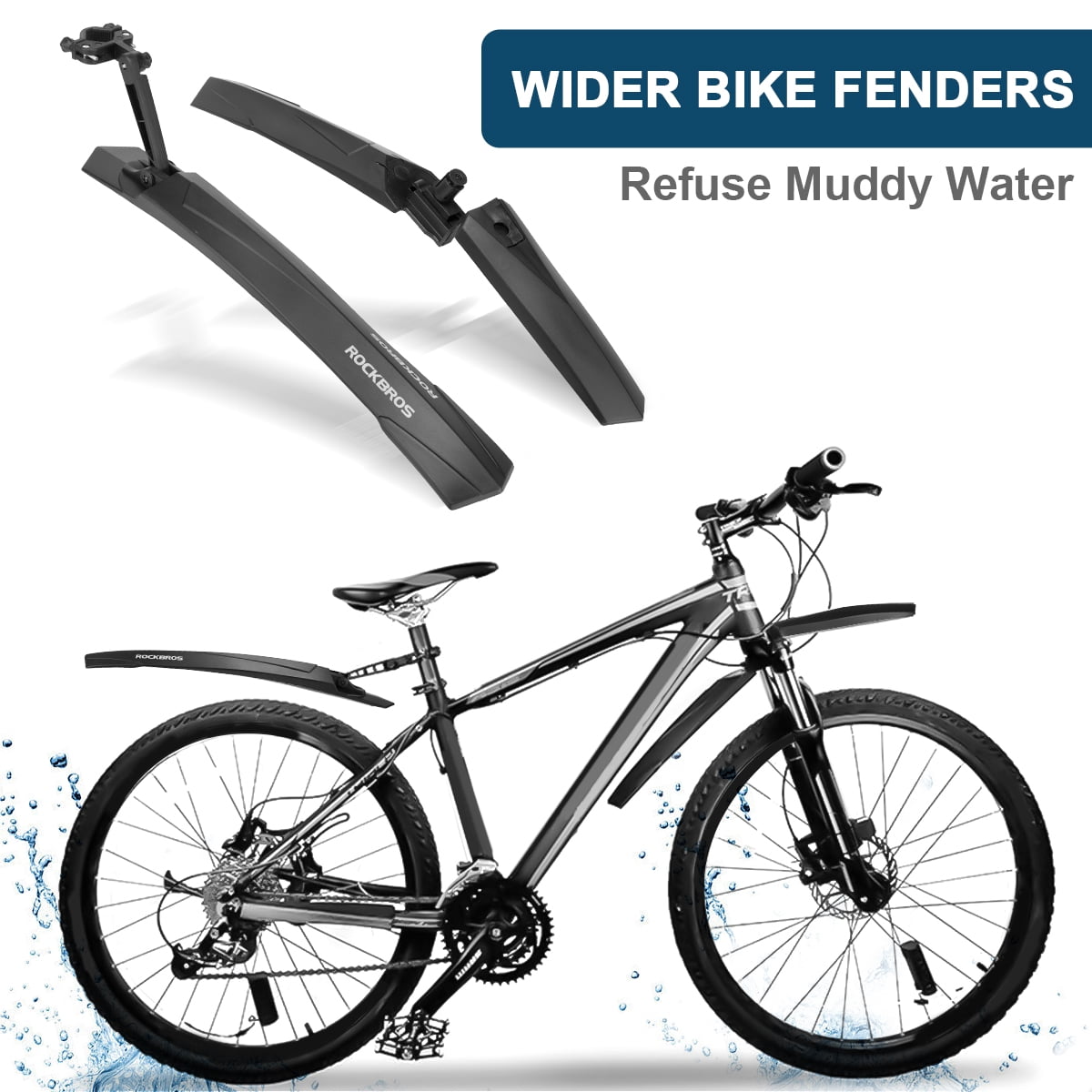 ROCKBROS Bike Fenders Adjustable Bicycle Mudguard Quick Release Rear Front  Fender Set Universal 
