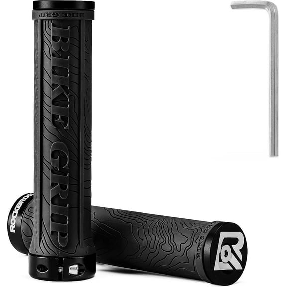 ROCKBROS Bike Handlebar Grips Double Lock-on Ergonomic Bicycle 2.2cm D Non-Slip Rubber Hand Grips for MTB BMX Mountain Bike Scooter