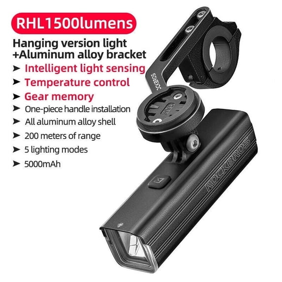 ROCKBROS Bike Headlight & Speedometer Set, USB Rechargeable LED Front Light, Wireless Bike Computer with ANT+ Sensor