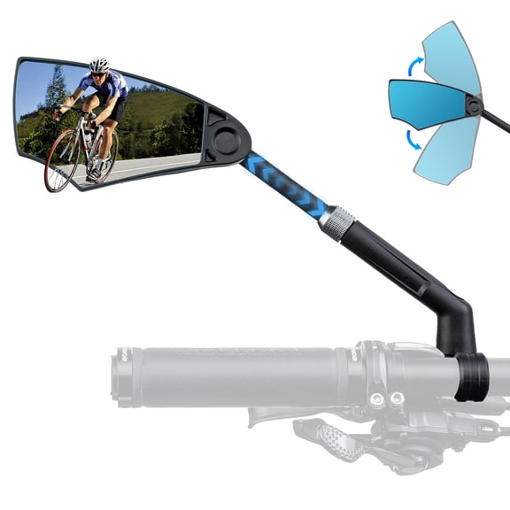 ROCKBROS Bike Handlebar Mirror Adjustable Anti-Glare/Lens Scratch Resistant/360 Degree Flat Rotation Fit 21-24mm Handlebar