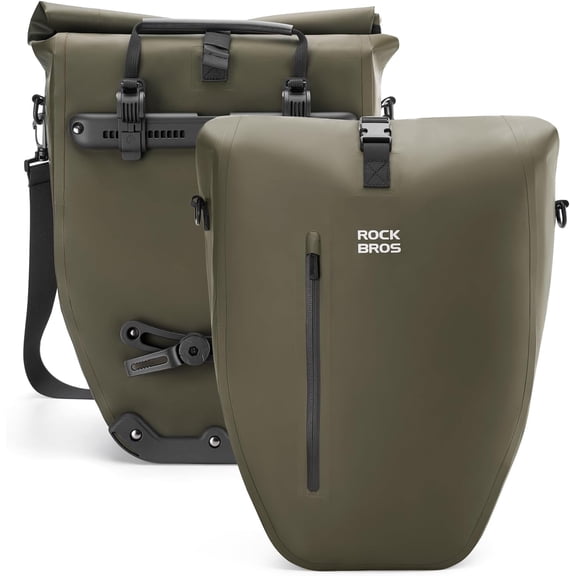 ROCKBROS Bike Panniers 20L Waterproof Roll Up Bike Rack Bag Adjustable Quick Release Buckles,Reflective for Road Mountain Cycling Traveling Commuting