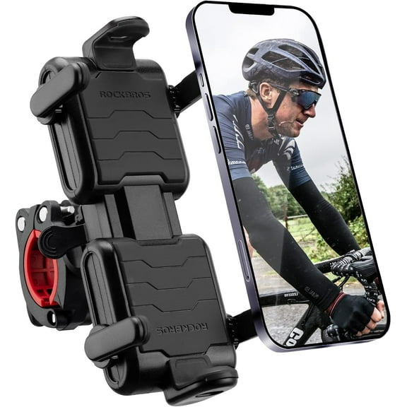 ROCKBROS Bike Phone Holder Adjustable Motorcycle Phone Mount Handlebar Clip for Bicycle Scooter Cell Phone Clamp for 4.1" - 6.7"