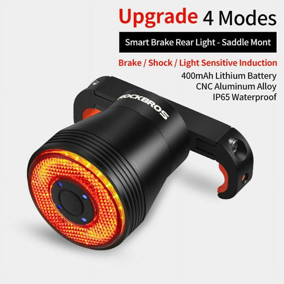 ROCKBROS Bike Rear Light Tail Light Smart Brake Sensor Tail Light USB Rechargable Waterproof Saddle Mounts
