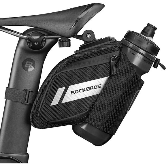 ROCKBROS Bike Saddle Bag Bike Seat Bag with Water Bottle Holder Bicycle Bag Under Seat Waterproof for Road Bike