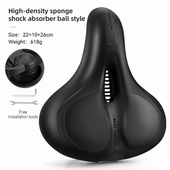 ROCKBROS Bike Saddle Wide Comfort Bicycle Seat,Memory Foam Padded Thickened Sponge Cycling Cushion Universal Fit for Bicycle Comfort Ride