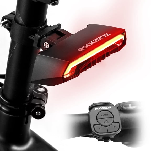 ROCKBROS Bike Tail Light Remote Control Steering Laser Taillight Triple Dynamic Warning 2000 mAh Adjustable Angle/IPX4 Waterproof Bicycle Taillight Lamp for Night Safety Ride