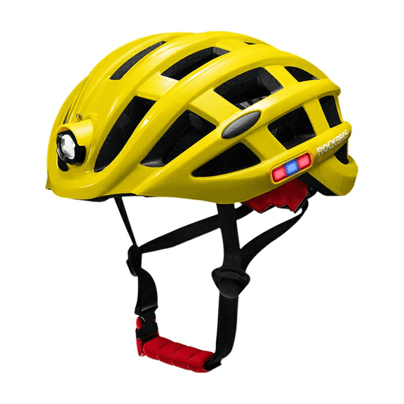 Rockbros Bicycle Helmet with USB Rechargeable HeadLight Safety riding/working Headgear,Yellow