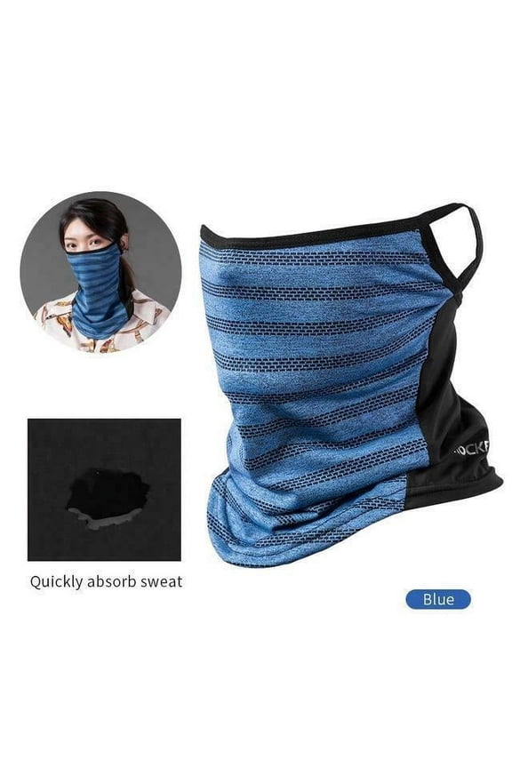 Cooling Face Cover Neck Gaiter with Ear Loops Bandana Face Scarf Mask for Men Women Blue